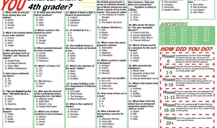 Are you smarter than a fourth grader